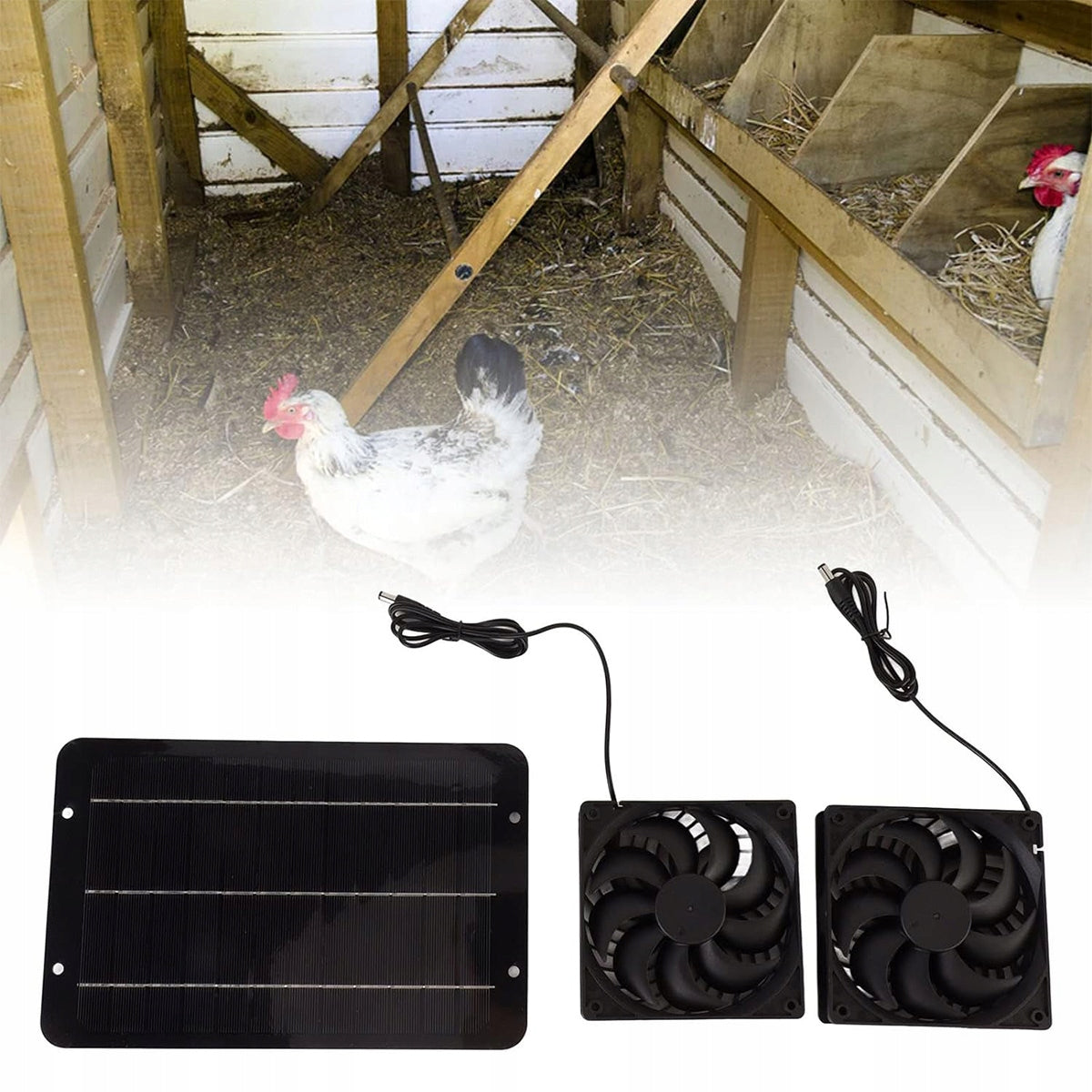 5W SOLAR PHOTOVOLTAIC PANEL + 2 ATTIC FAN HOME FOR PETS Packaging status original
