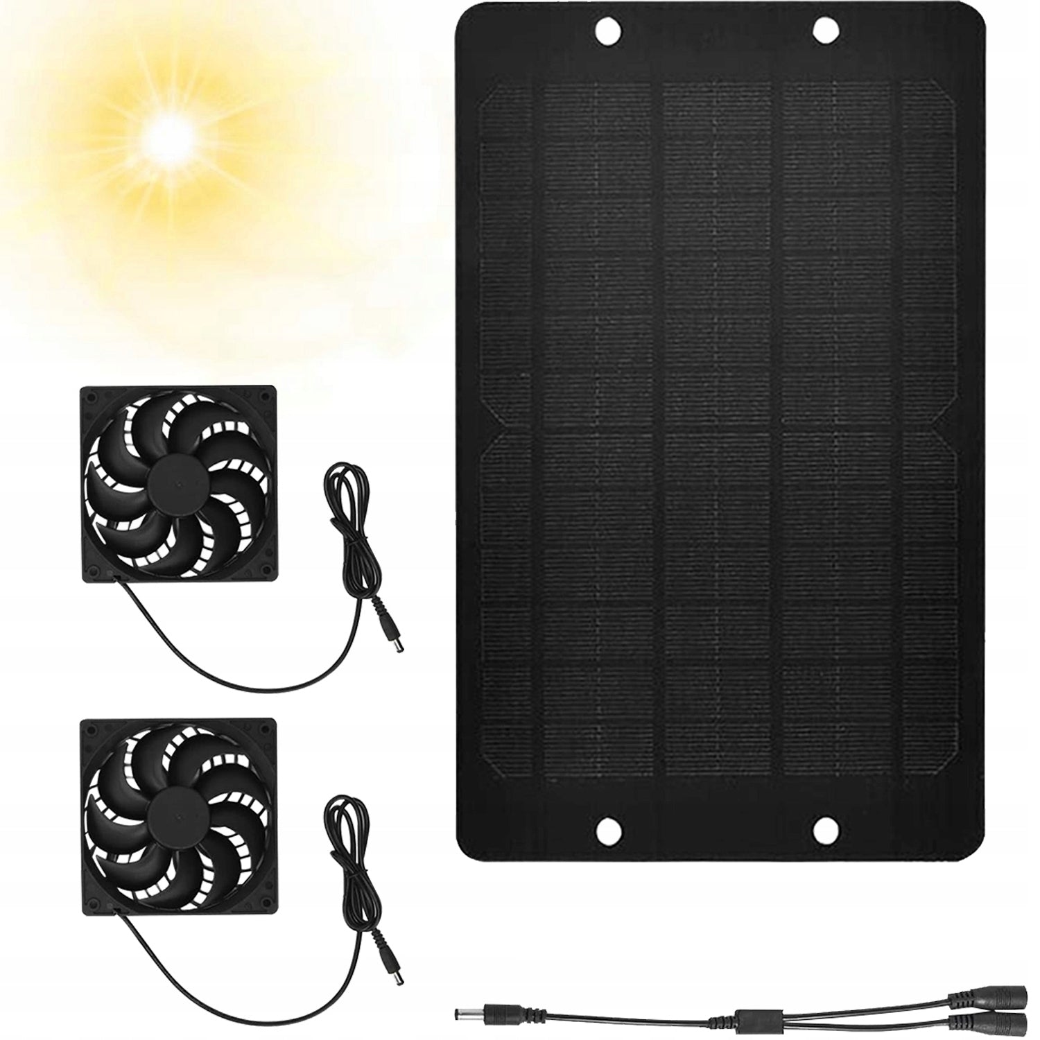 5W SOLAR PHOTOVOLTAIC PANEL + 2 ATTIC FAN HOME FOR PETS