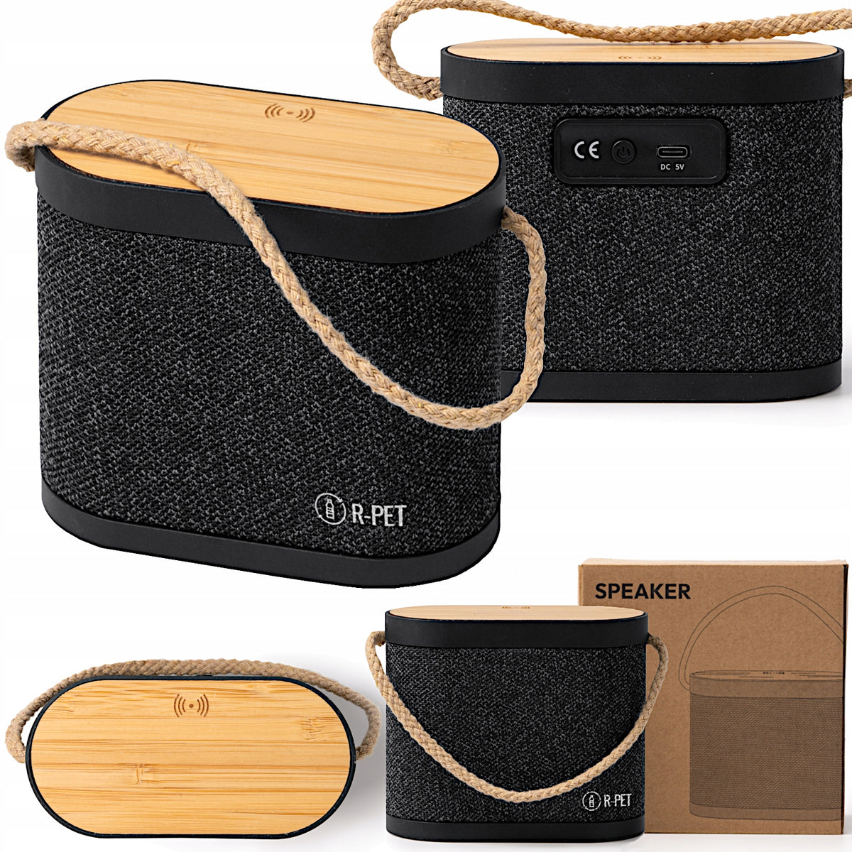 5W WIRELESS BLUETOOTH SPEAKER WITH BUILT-IN 15W USB-C CHARGER BLACK