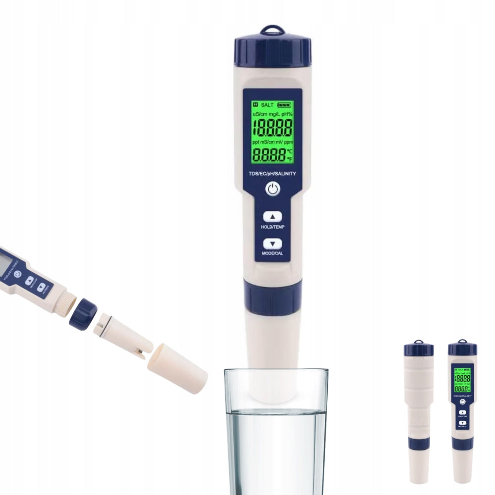 5in1 PH/EC/TDS water quality tester meter/salinity/thermometer