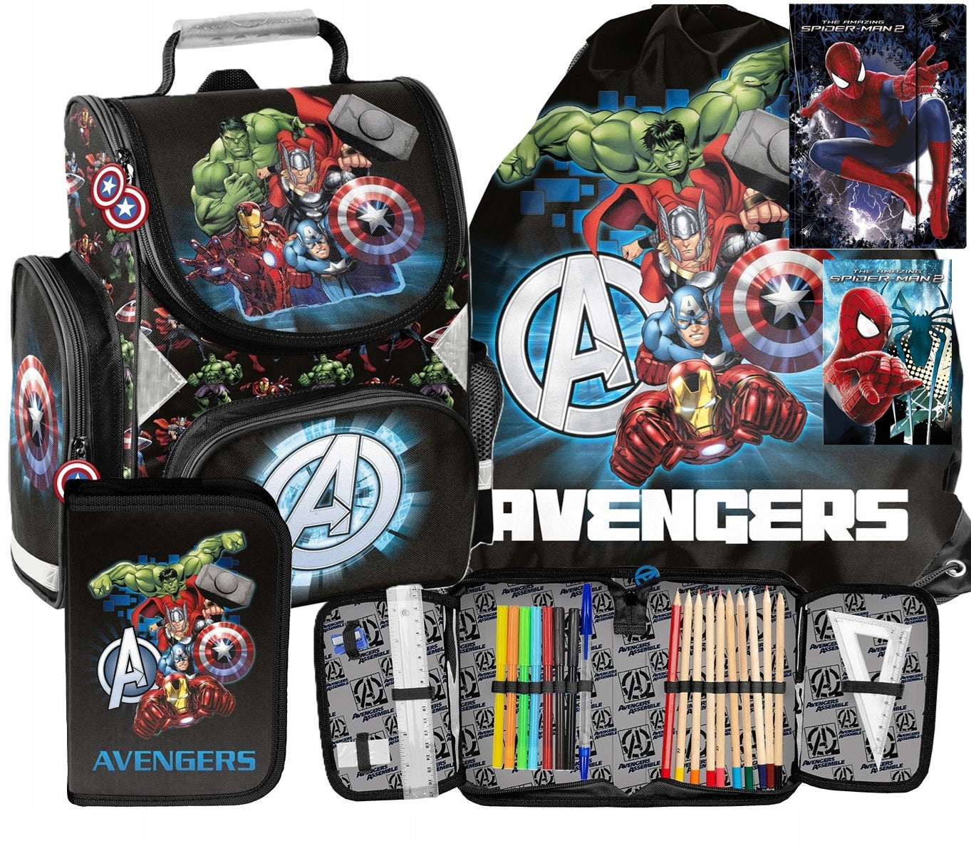 5in1 SET AVENGERS SATCHEL SCHOOL BACKPACK PASO SET BACKPACK AVENGERS