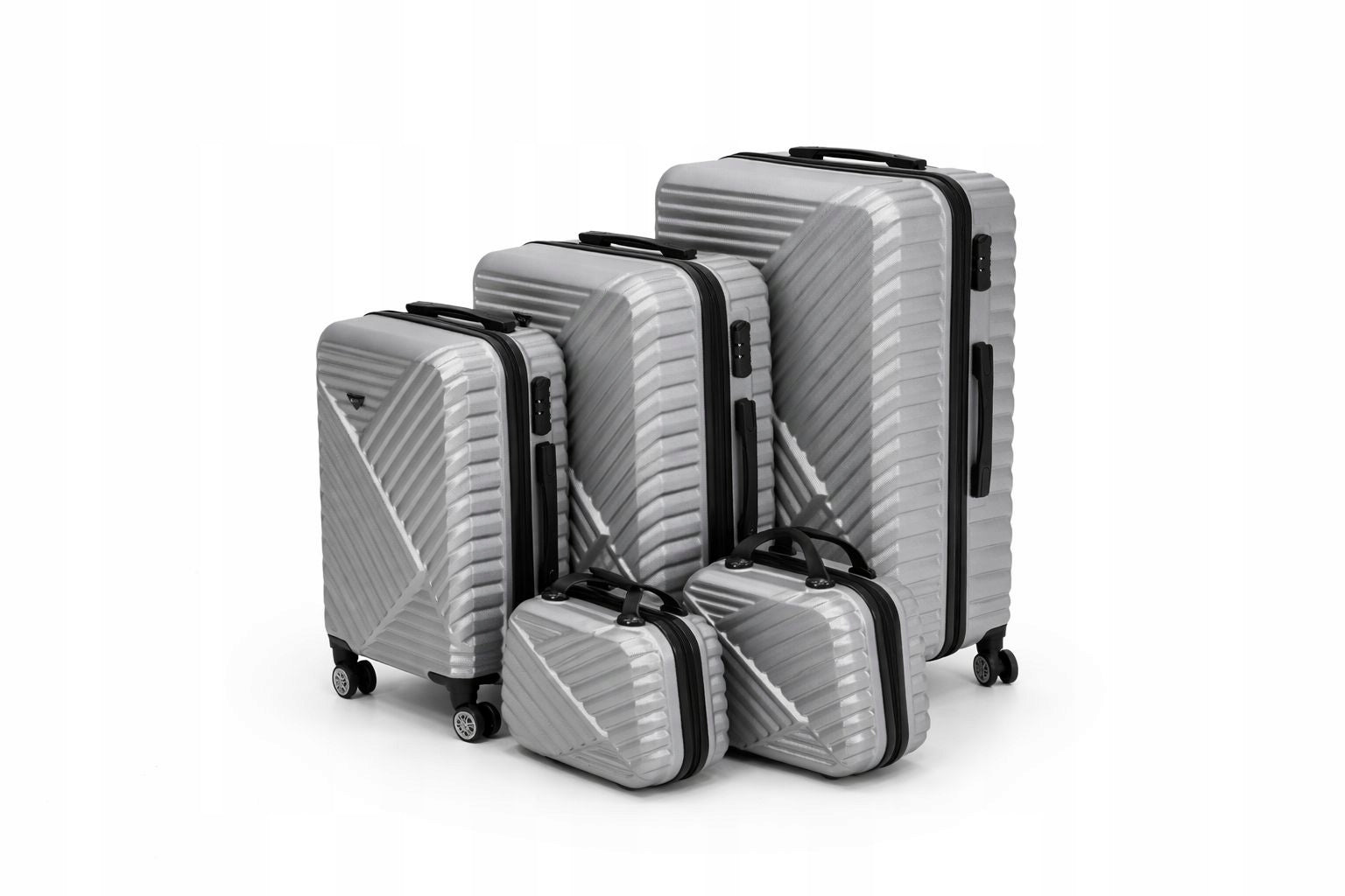 5in1 TRAVEL SUITCASE SET – SILVER LUXURY SET ON WHEELS Brand no brand