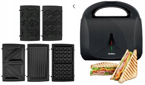 5in1 toaster with replaceable plates grill toast waffle panini 850 W HOFFEN