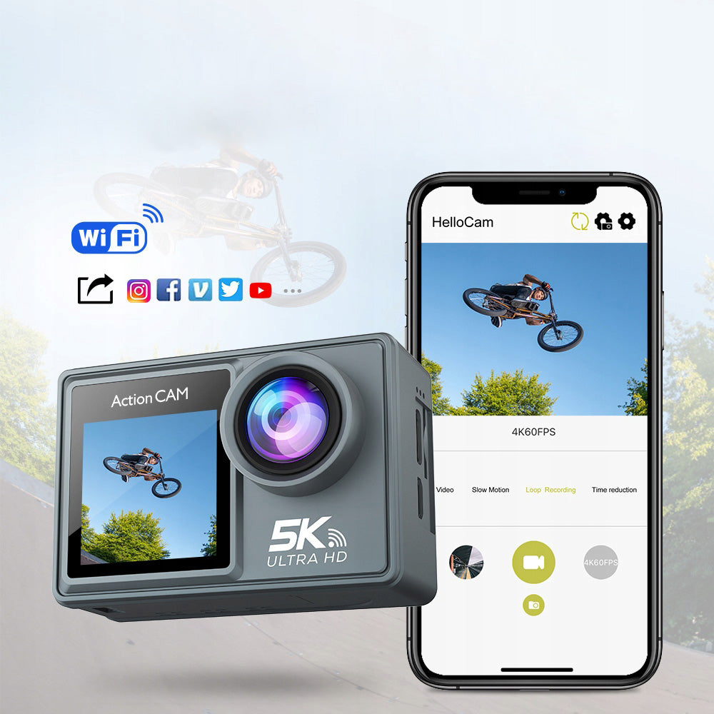 5k ultra high definition sports camera M40TR, dual screen design, 64GB Manufacturer code 9331855023878