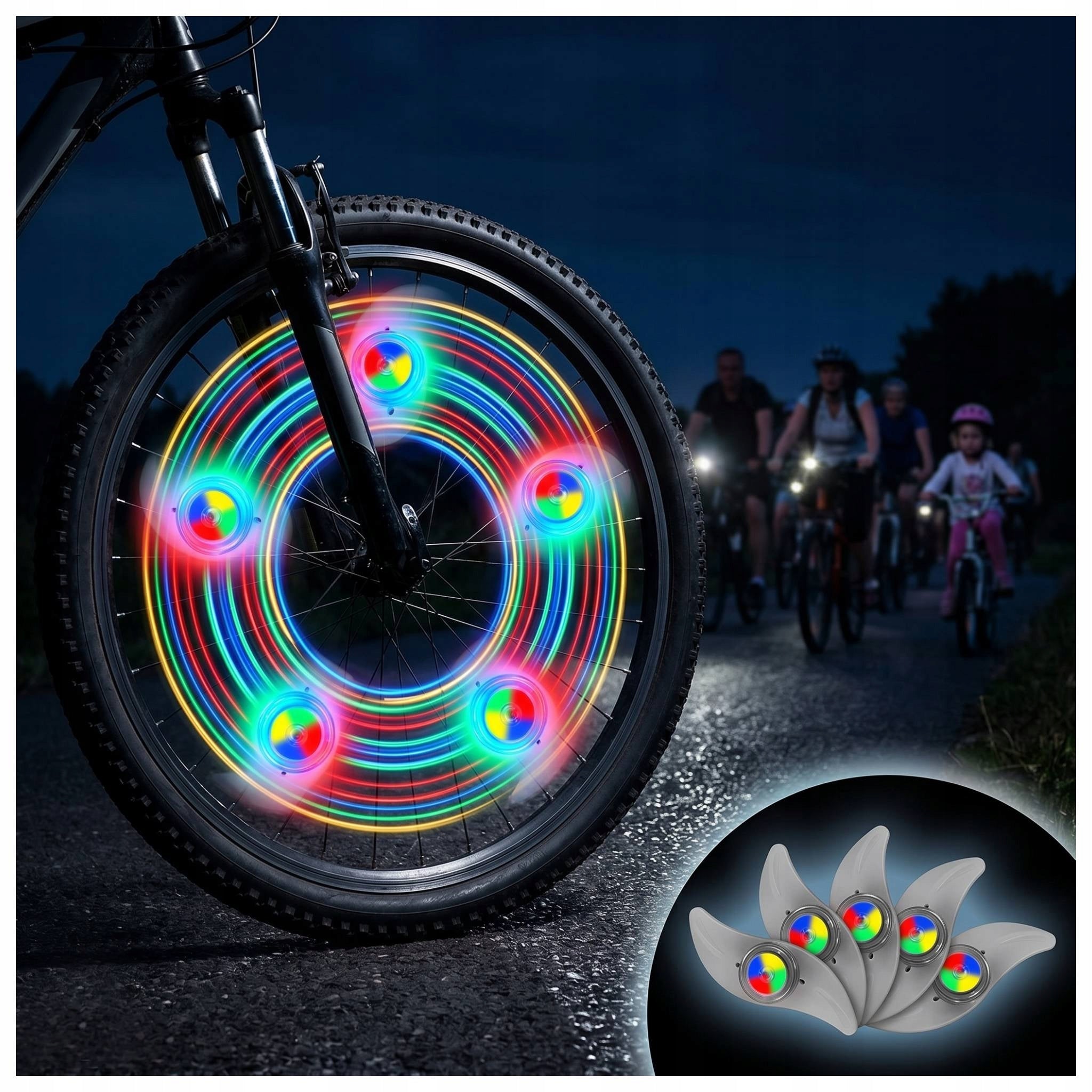 5x Bicycle Light for Spokes LED Reflector for Wheel Safety Set