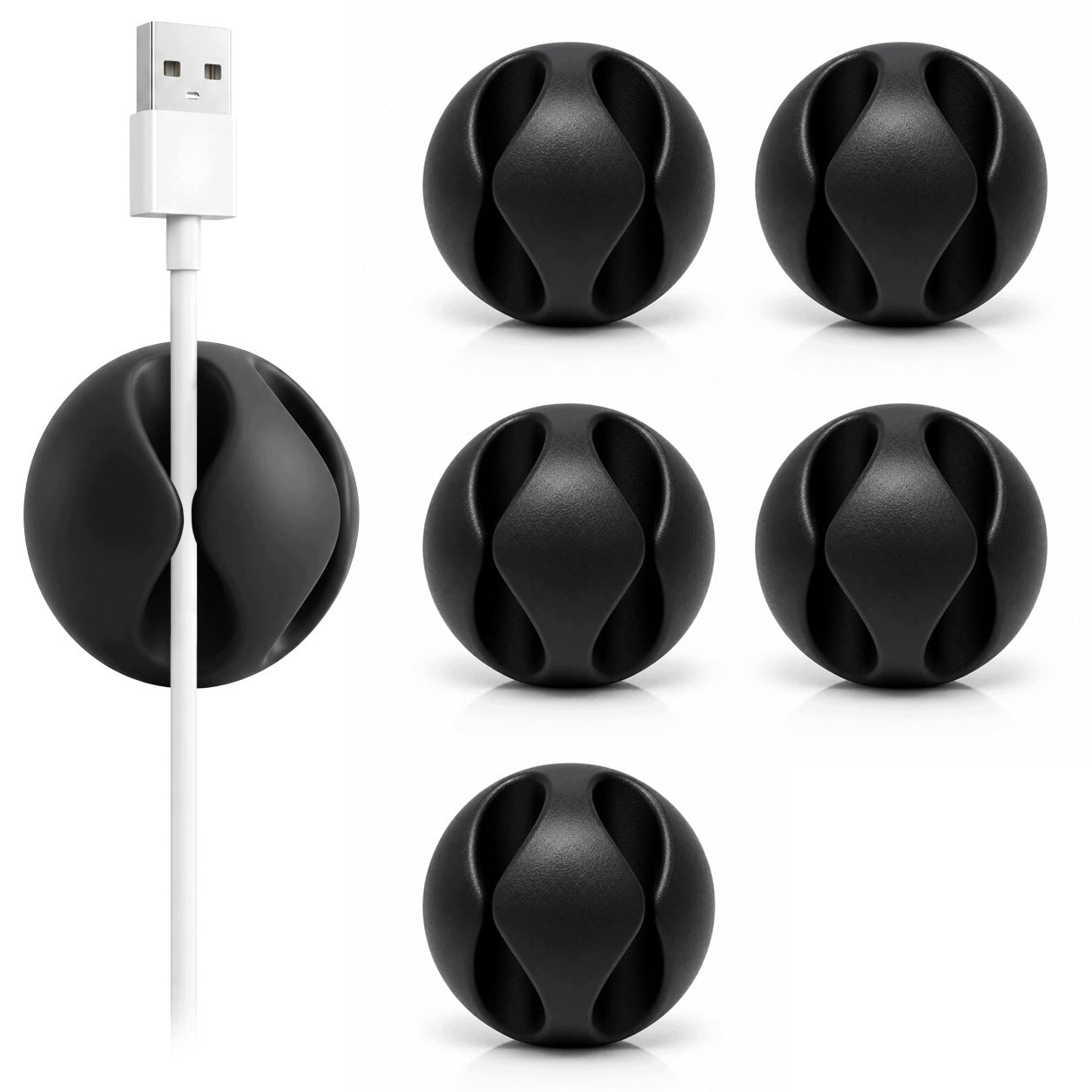 5x DOUBLE CABLE ORGANIZER SELF ADHESIVE HOLDER HOOK CLIP TAPE