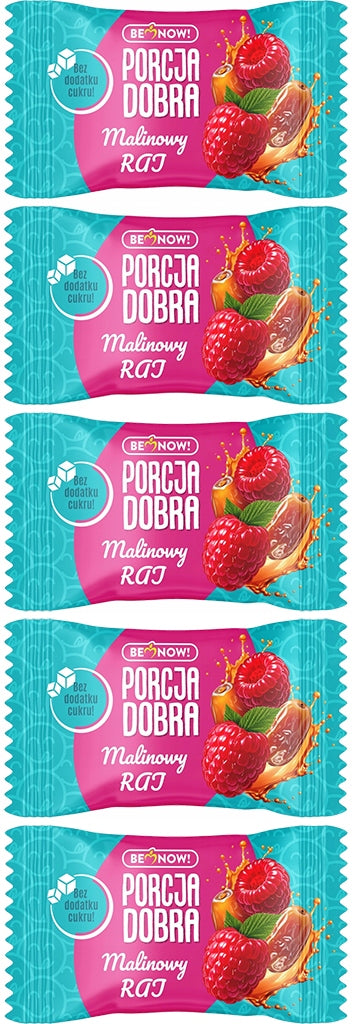 5x RASPBERRY PARADISE Porcja Dobra 20g without SUGAR Healthy SNACK Fruit Bar