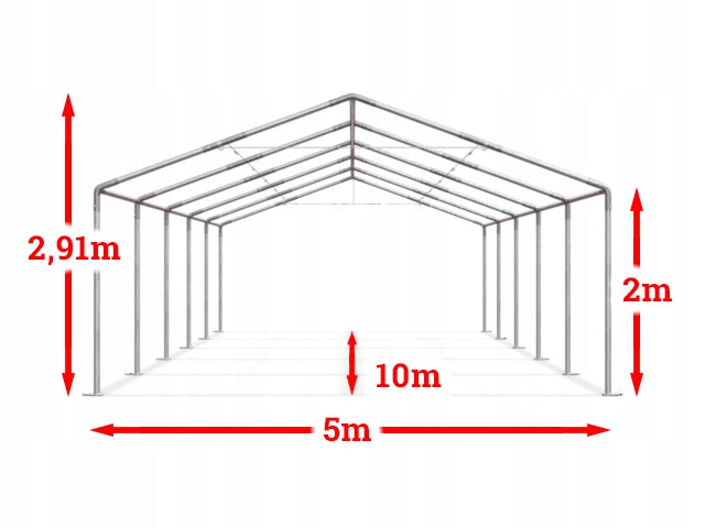 5x10m 2-2,91m Commercial Tent Garden Gazebo - VARIOUS COLORS Width 5 m
