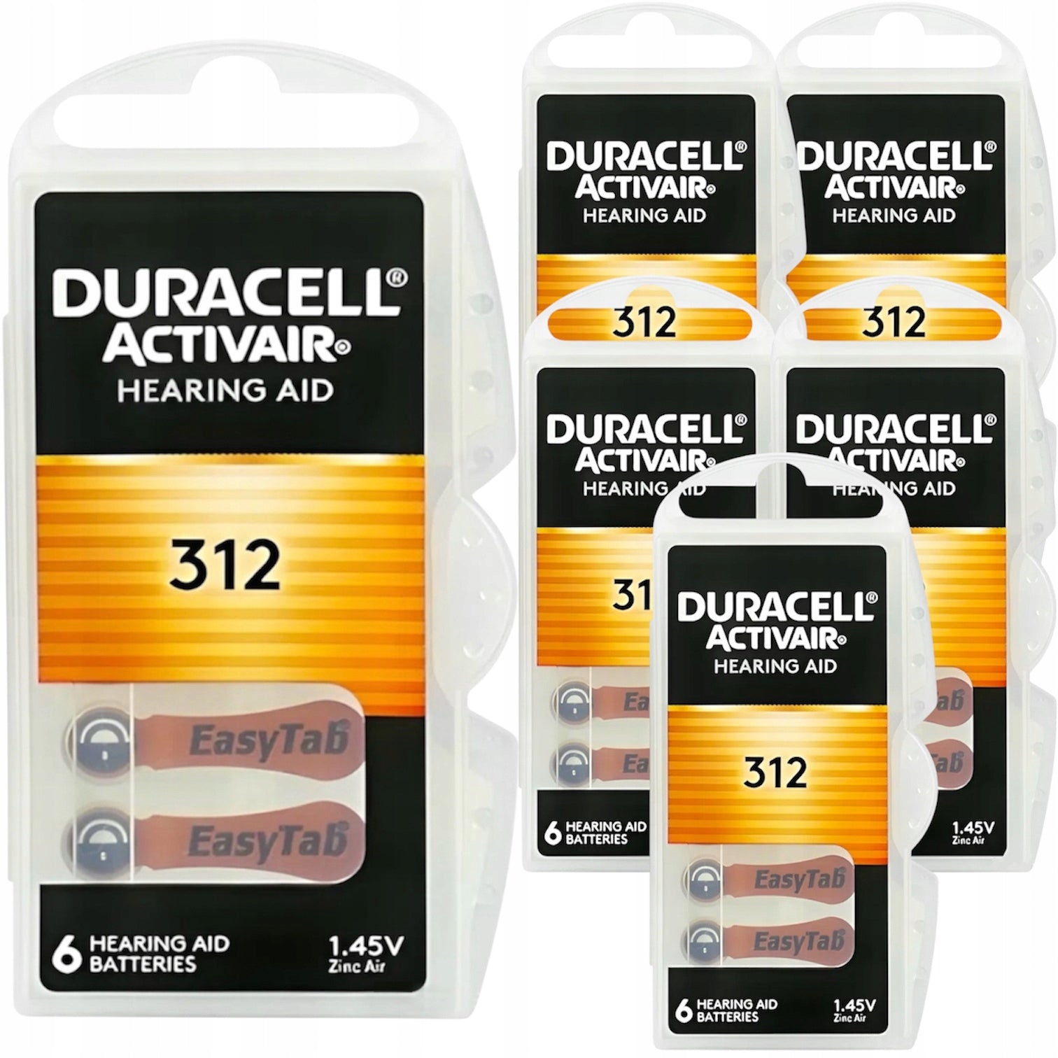 5x6 Hearing Aid Batteries DURACELL 312 ActivAir PR41 30pcs