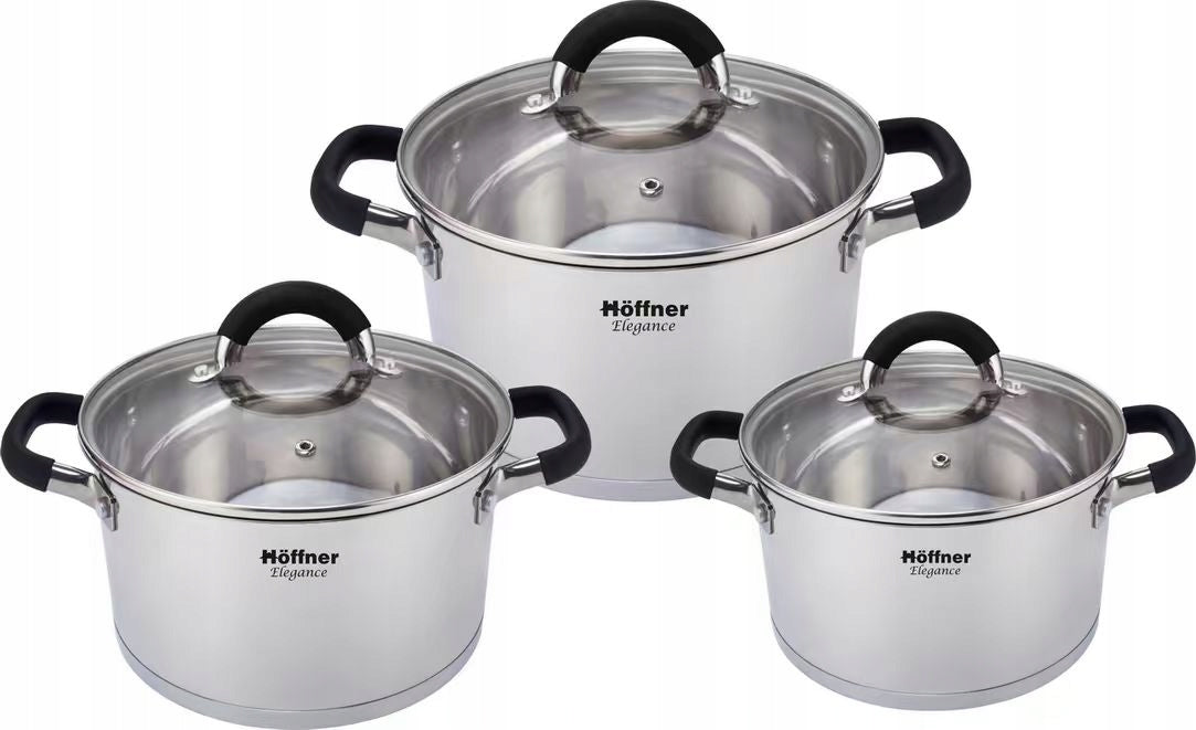 6 EL. STAINLESS STEEL POT SET INDUCTION GAS HOFFNER Packaging status original