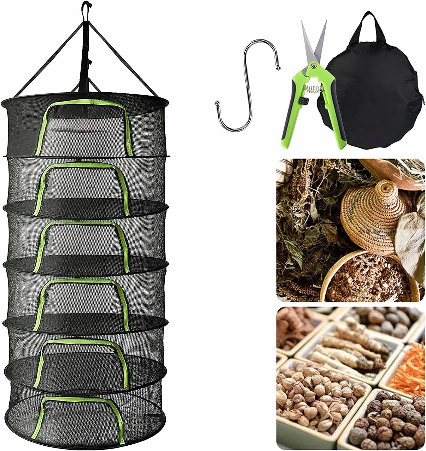 6 FLOORS HANGING DRYING NET FOR GARDEN, TERRACE, KITCHEN, ETC FRUIT Brand Bedee