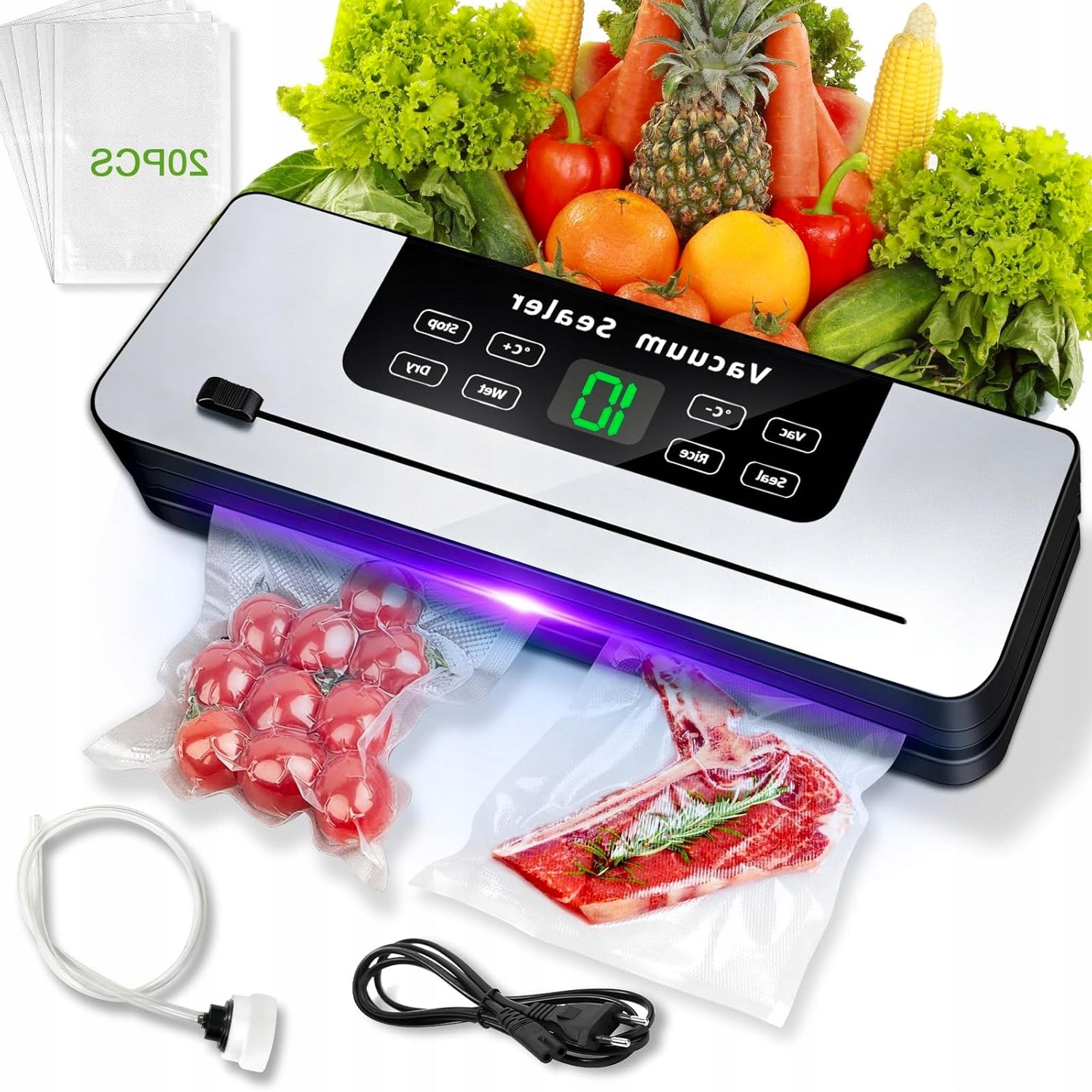 6 IN 1 DRY AND WET FOOD VACUUM MACHINE WITH KNIFE 20 BAG