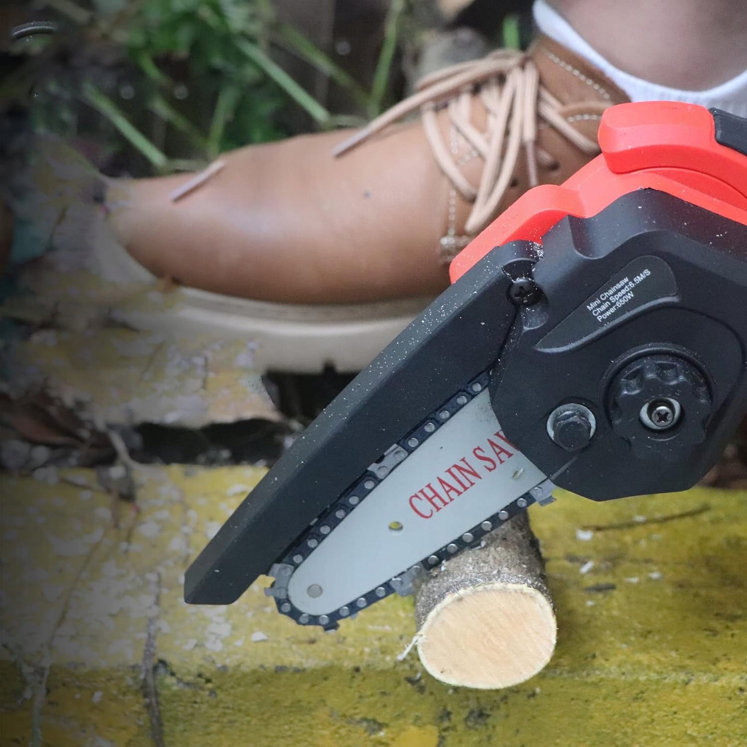 6 INCH CORDLESS SAW WITH PROTECTION AND CHAIN FOR CUTTING Manufacturer code SHALL