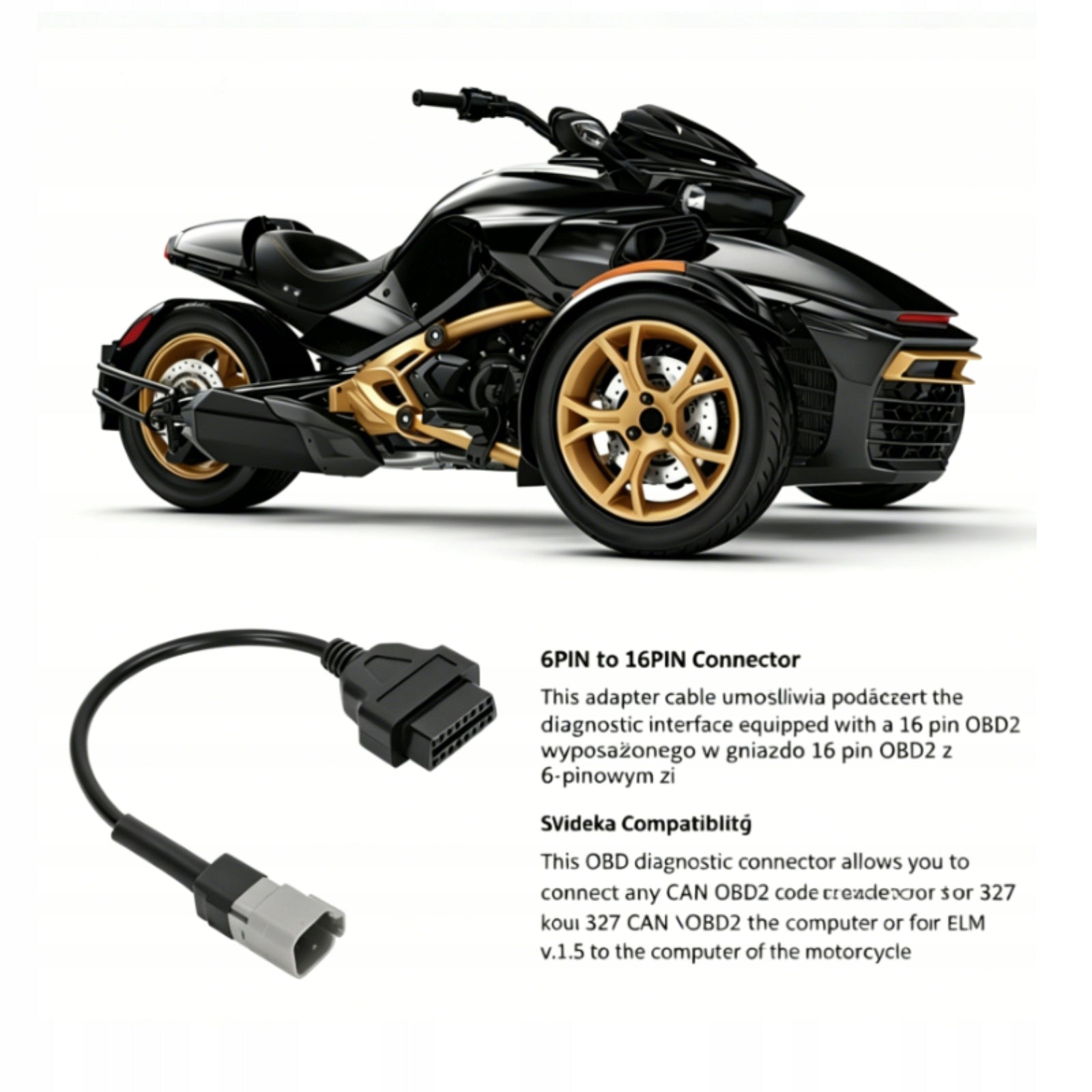 6-PIN OBD2 DIAGNOSTIC ADAPTER CABLE FOR CAN-AM BRP MOTO ATV UTV Brand no brand