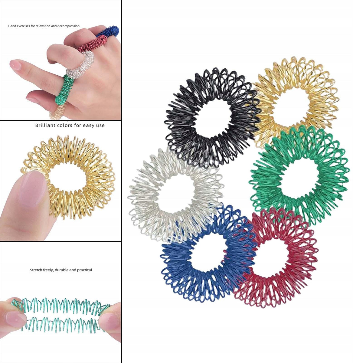 6 Pcs Barbed Sensory Finger Rings Bulk Hand Exercise P Model Kolczaste pierścionki sensoryczne na palce luzem