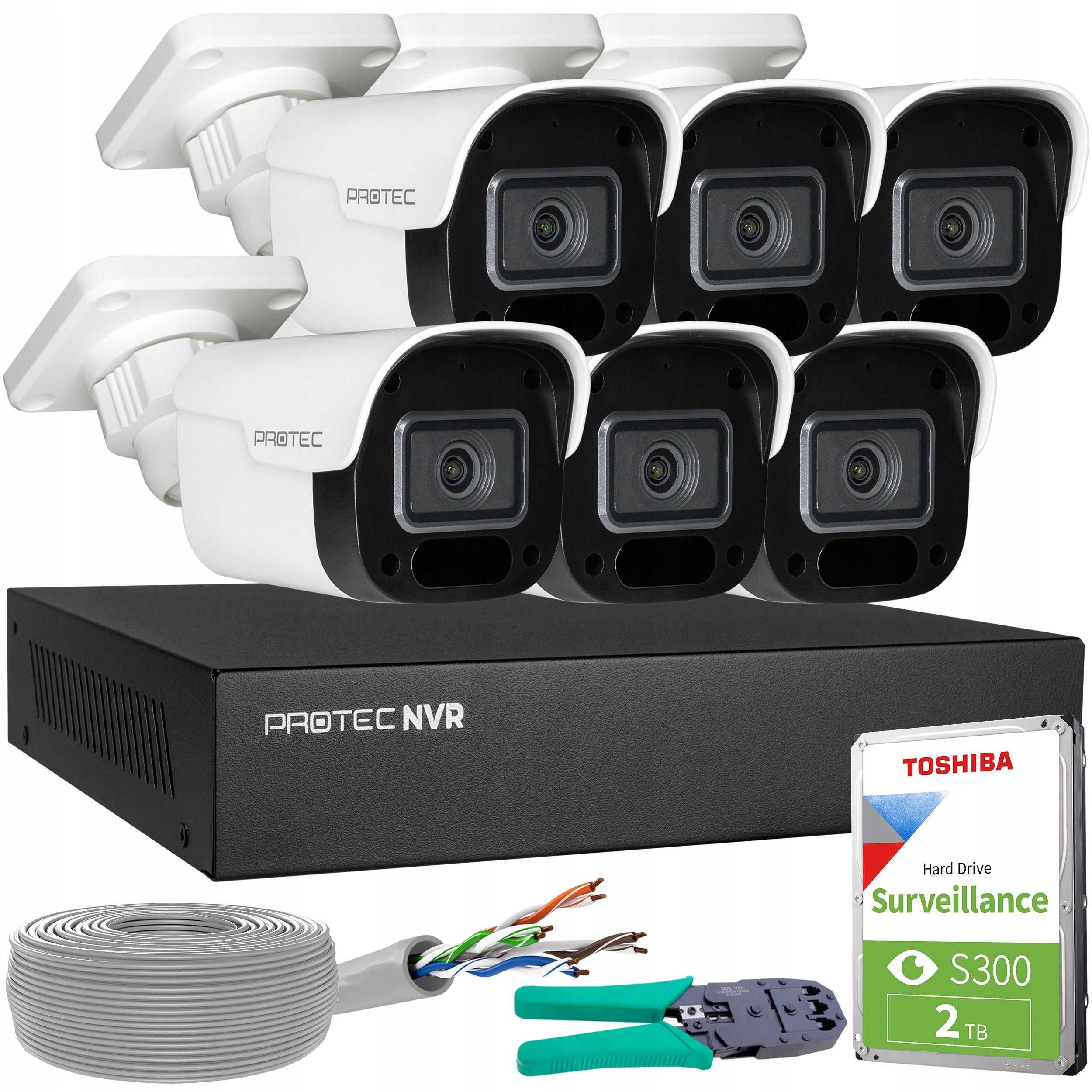 6 PoE IP Camera Monitoring Kit 4Mpx with Microphone Online Preview with HDD