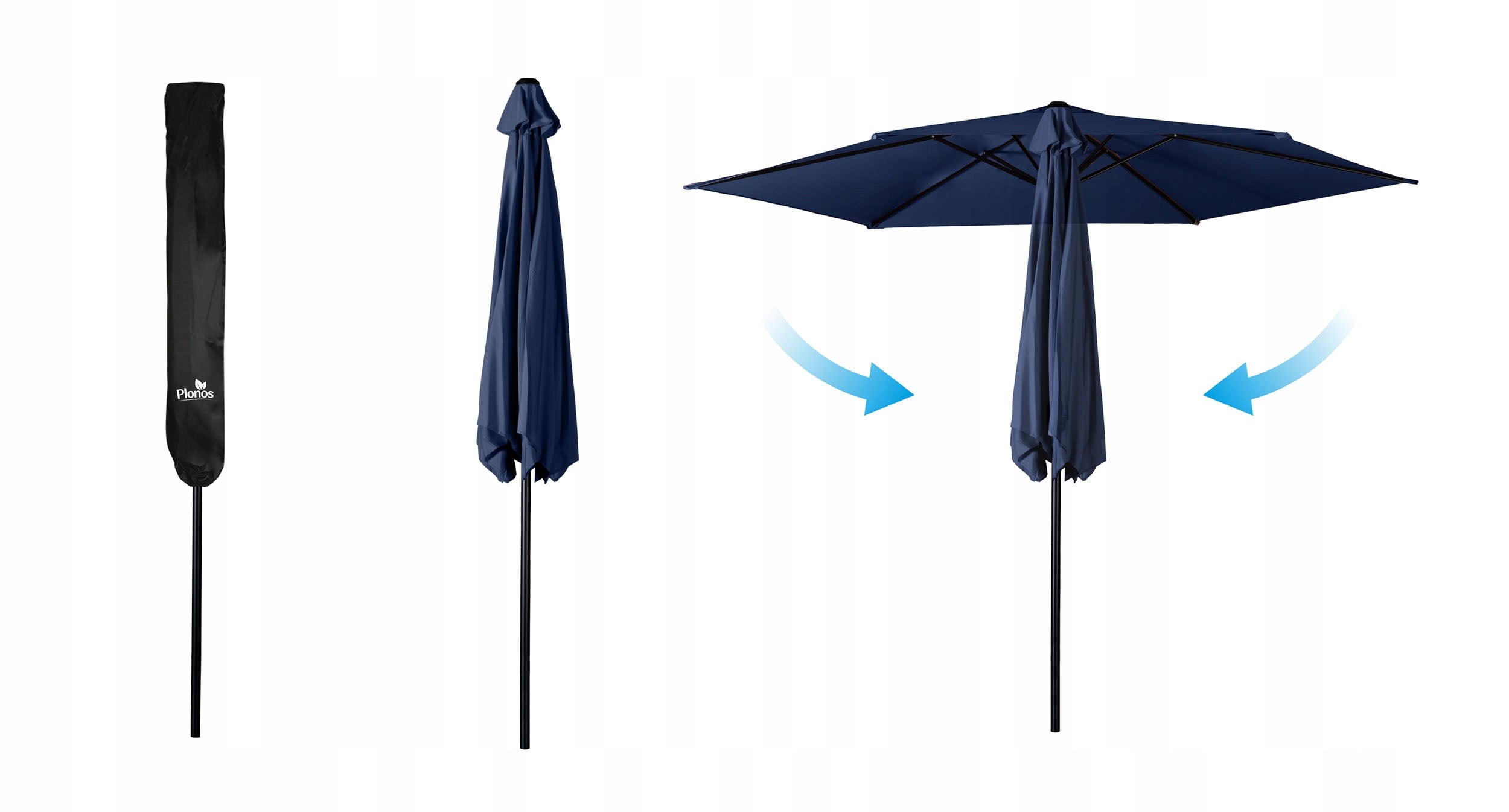 6 Segment Folding Garden Umbrella 300 cm with Cover Plonos PL-884 Diameter/width 300 cm