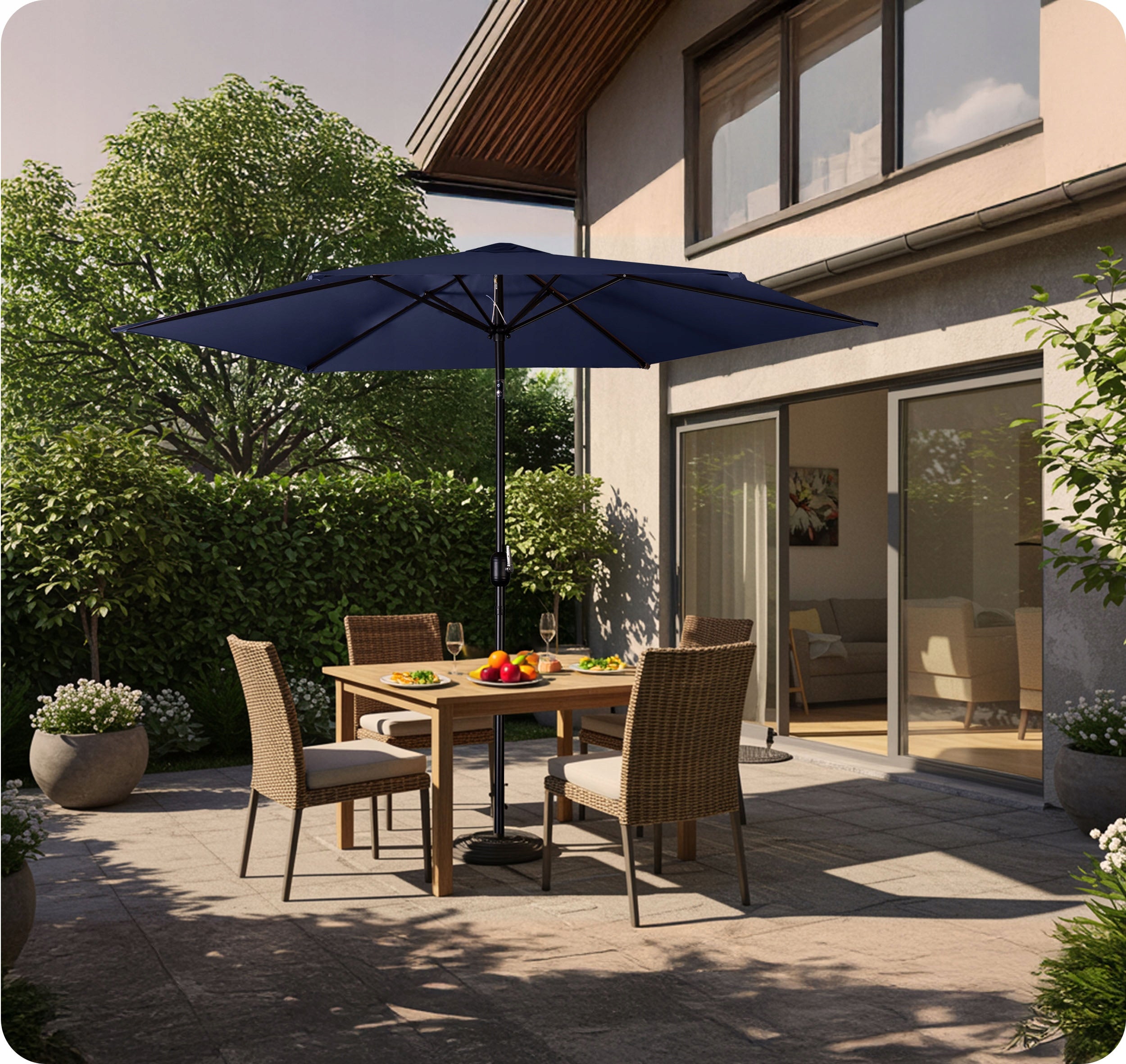 6 Segment Folding Garden Umbrella 300 cm with Cover Plonos PL-884 Product height 240 cm