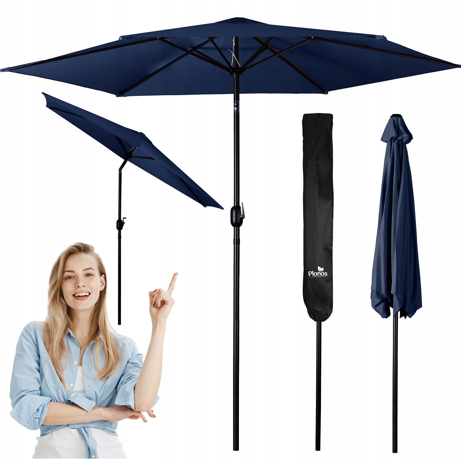 6 Segment Folding Garden Umbrella 300 cm with Cover Plonos PL-884