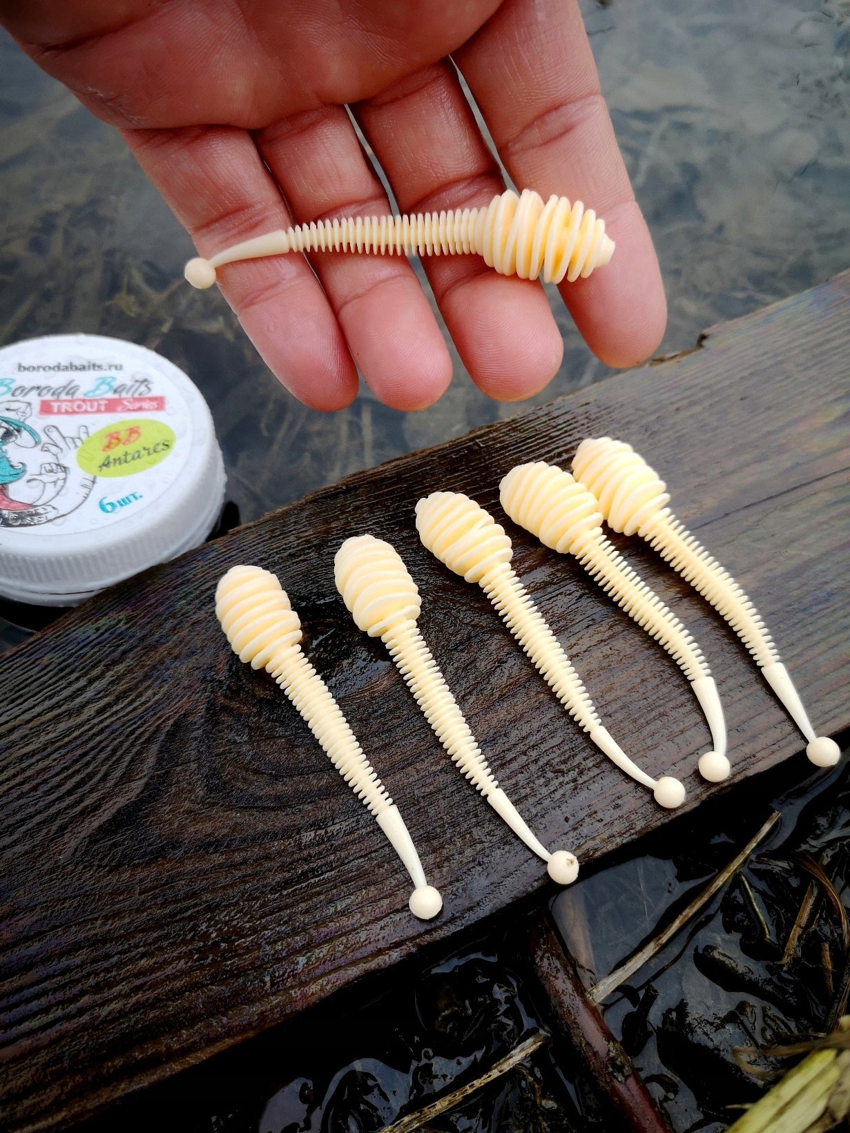 6 pcs. Rubber Boroda Baits Antares 80 mm - 2,7 g for Trout Perches and zanders Brand Boroda Baits