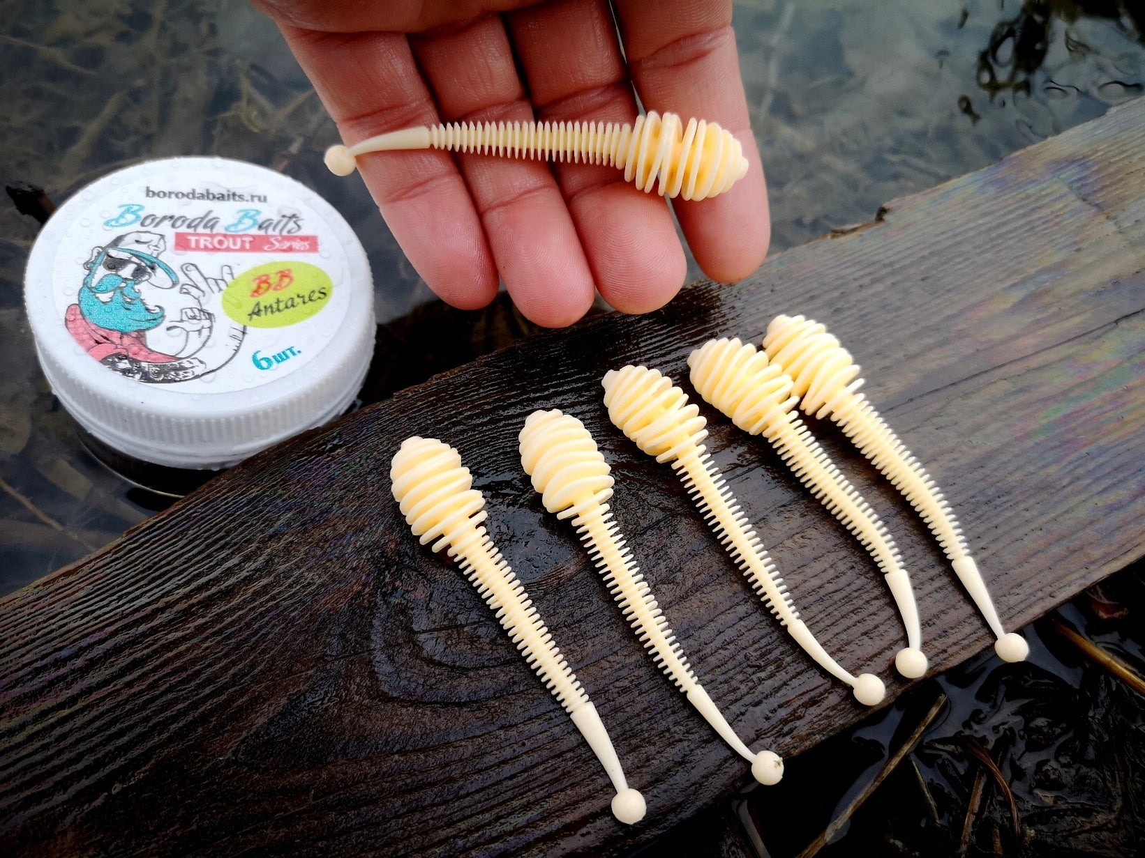 6 pcs. Rubber Boroda Baits Antares 80 mm - 2,7 g for Trout Perches and zanders