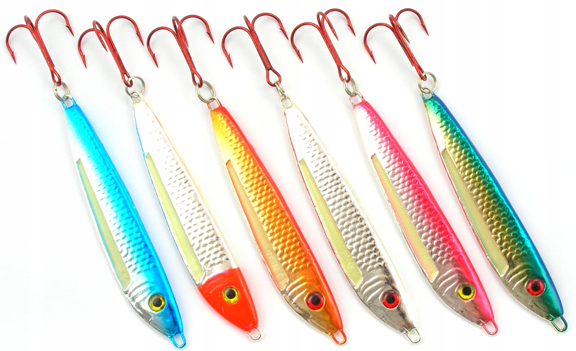 6 x COD PILKER PERFEKT FIREFLY KING 140 gr GLOW IN THE DARK