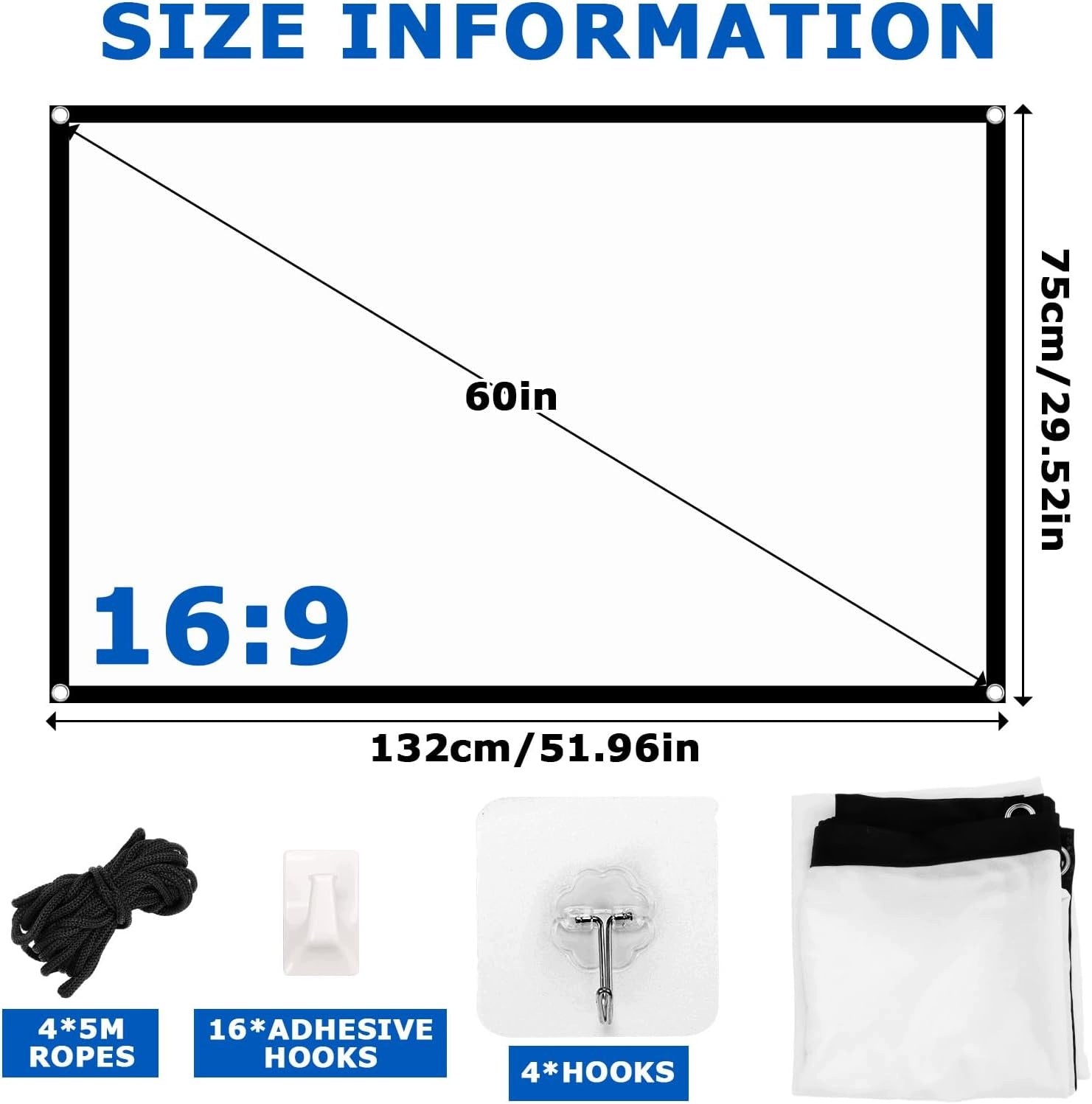 60 INCH 16:9 4K PROJECTION SCREEN FOLDING PORTABLE HOME THEATER Model Ekran projekcyjny 60 cali 16:9