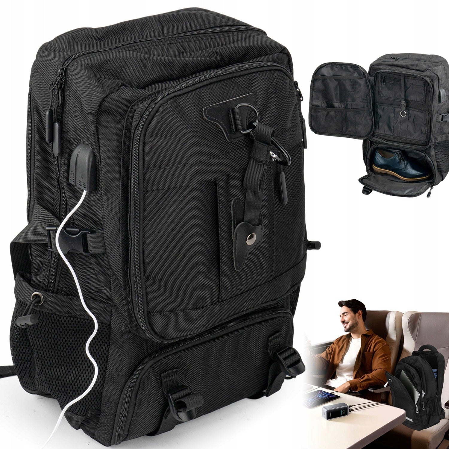 60L BACKPACK WITH SHOE POCKET HIDDEN TRAVEL POCKET