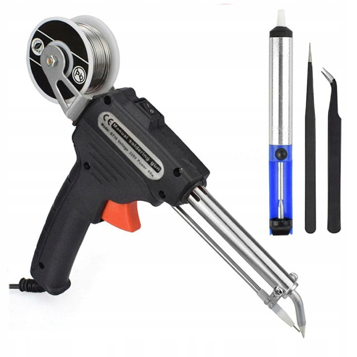 60W TRANSFORMER PISTOL SOLDERING IRON WITH FEEDER + TIN SET