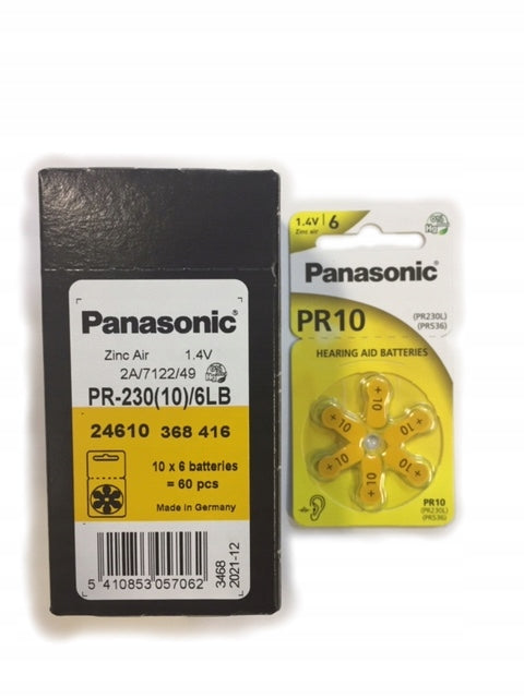 60x Hearing battery Panasonic 10 PR10 PR230L PR536 60-pcs Manufacturer code 50.0599