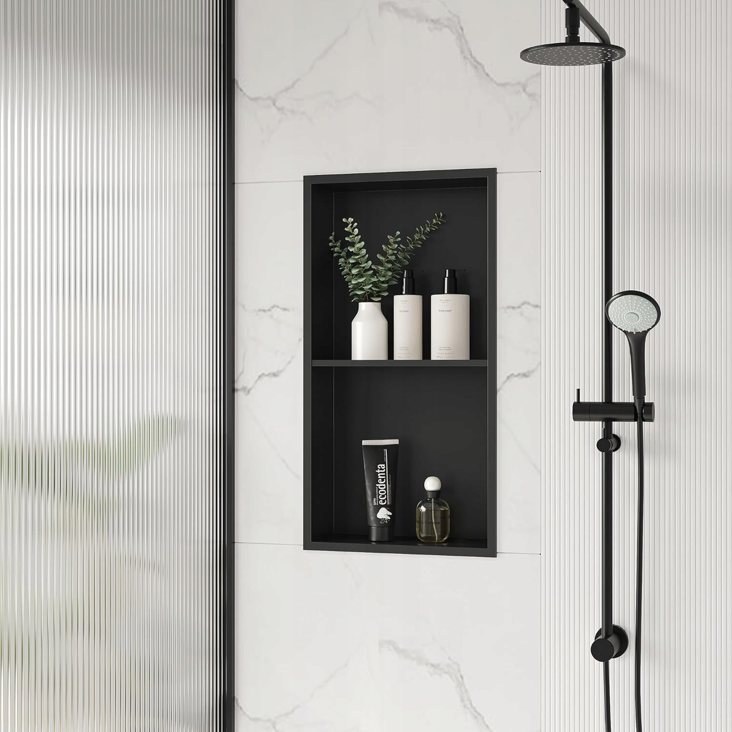 60x30x10CM BATHROOM SHOWER SHELF BLACK STAINLESS STEEL Manufacturer code TEPE