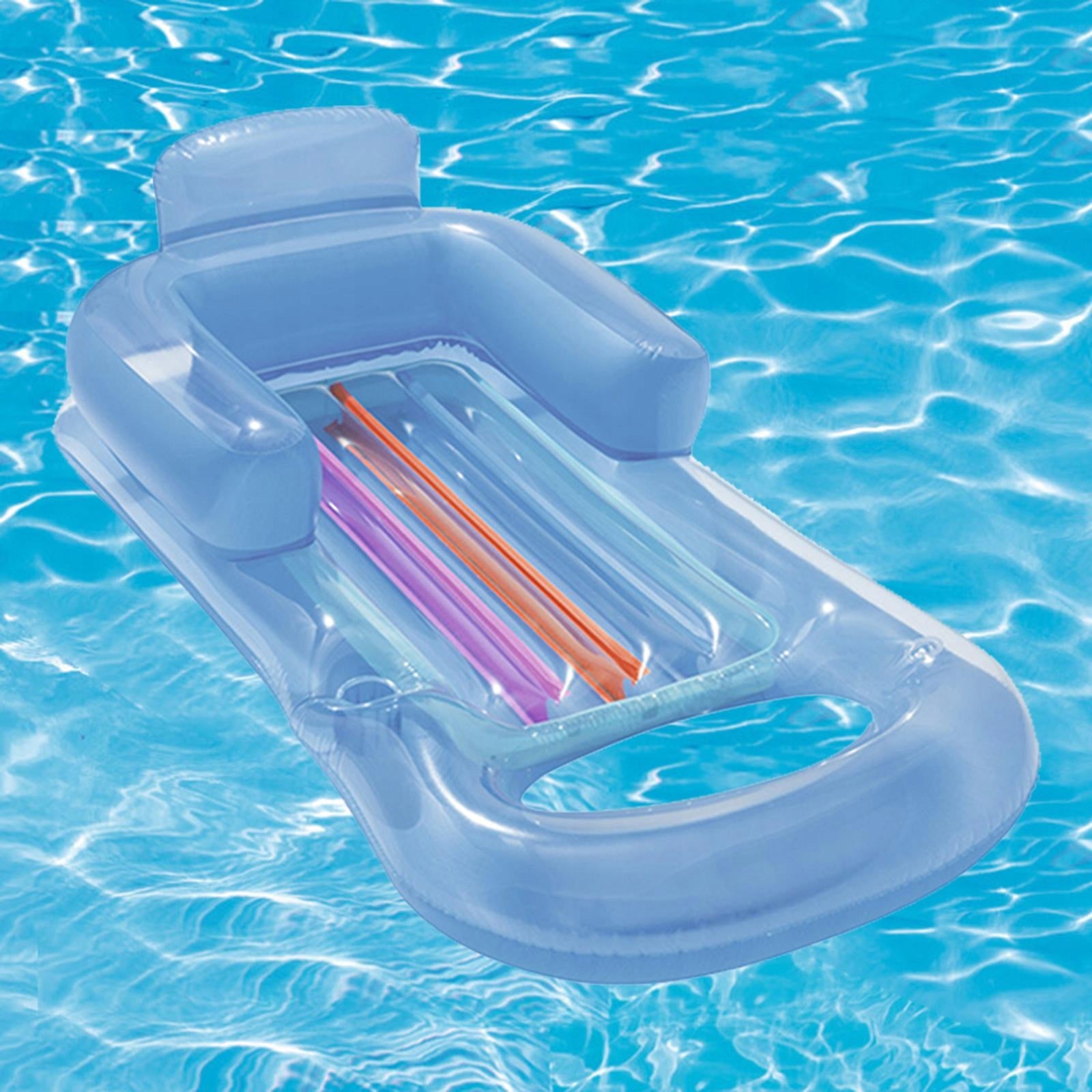 63.4" Inflatable Pool Bed Floating Recliner Swimming Pool Water Blue Model Water Saddle Armrest Drink Holder Surf Drifting
