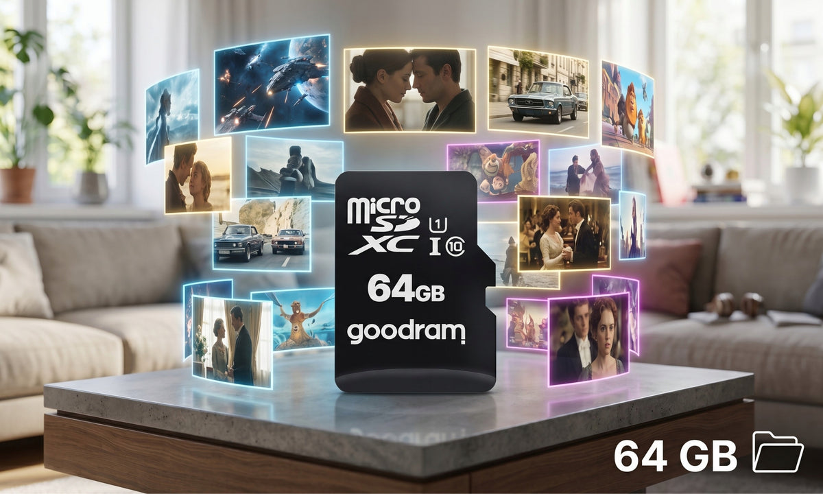 64GB MEMORY CARD FOR PHONE CAMERA 100MB/s MICRO SD GOODRAM + ADAPTER Packaging status original