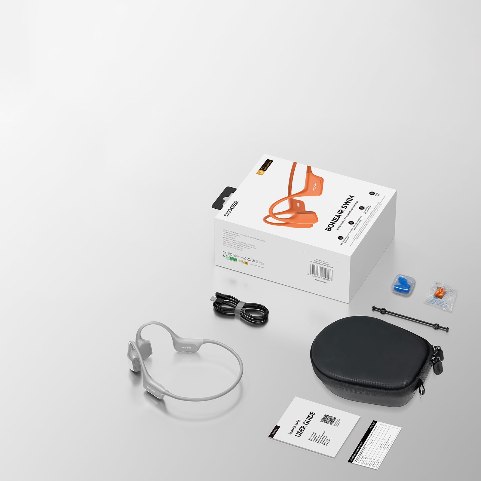 64GB Wireless Sports Bone Headphones DOOGEE BoneAir Swim MP3 IP68 Manufacturer code Moonstone Gray