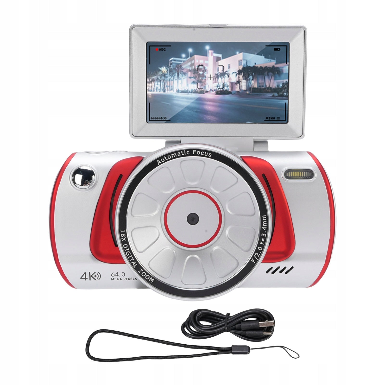 64MP 4K 18x Zoom WiFi Digital Camera 3 Inch Anti DW Flap Screen