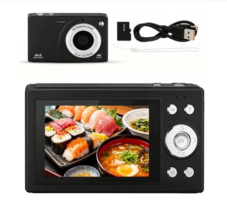 64MP 4K digital camera with autofocus zoom 18x IPS 2.8 screen + 64GB card Brand no brand