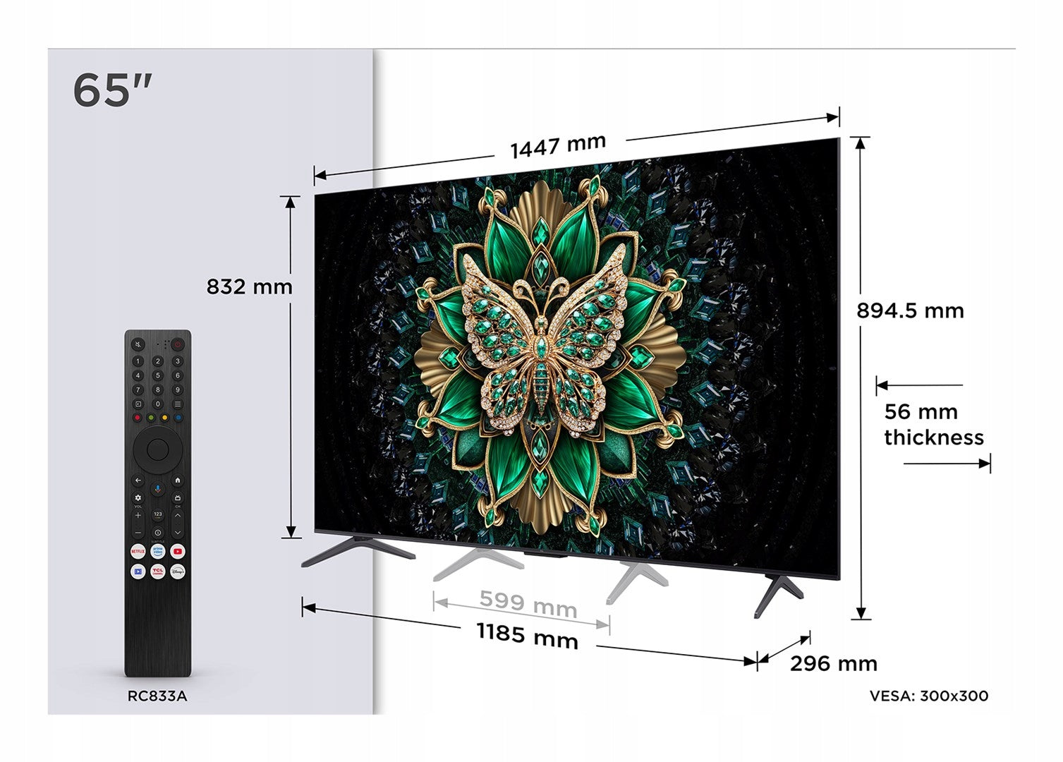 65" TCL 65C6K QD-Mini-LED UHD 4K Google TV