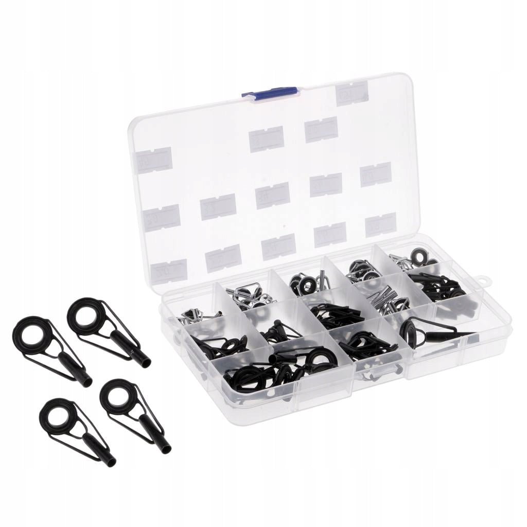 65Pcs Durable Fishing Rod Guides Repair DIY Ceramic Tips with Box 2mm mm