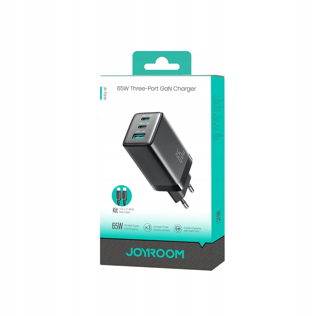 65W GaN 2x USB-C FAST CHARGER with 100W USB-C Cable Manufacturer code 6956116790172