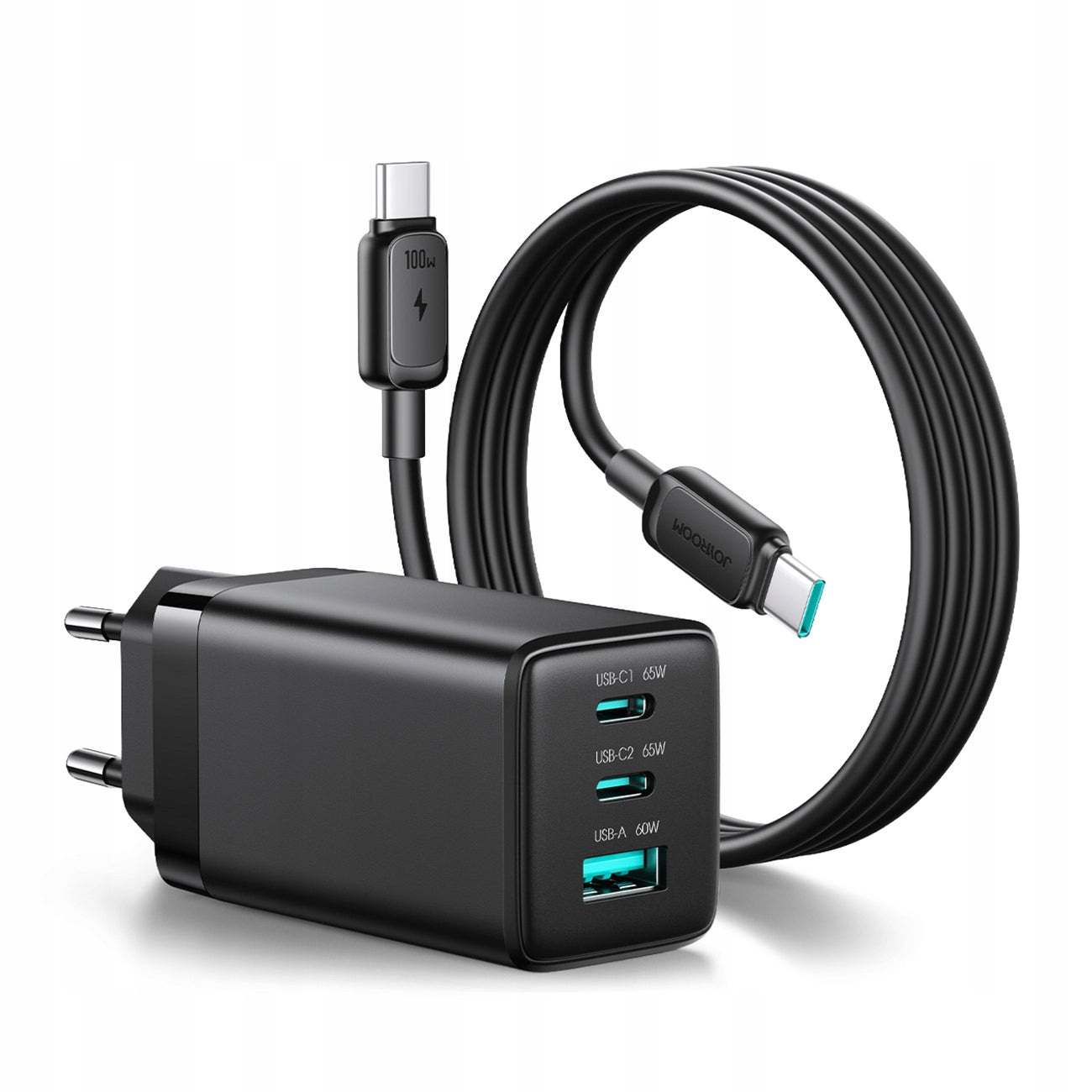 65W GaN 2x USB-C FAST CHARGER with 100W USB-C Cable Packaging status original