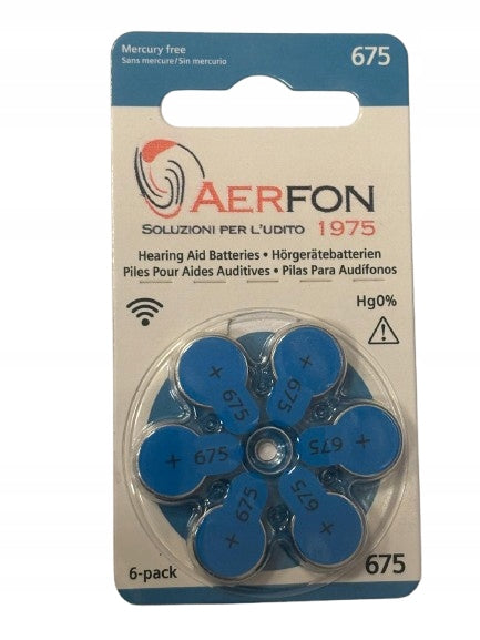 675 batteries for hearing aids AerFon blister 6x10 pcs 1,45V 2029-08 Packaging status original