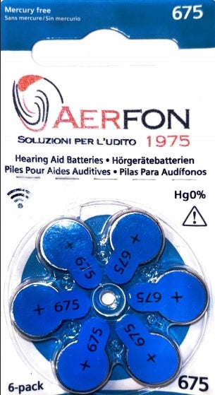 675 batteries for hearing aids AerFon blister 6x10 pcs 1,45V 2029-08