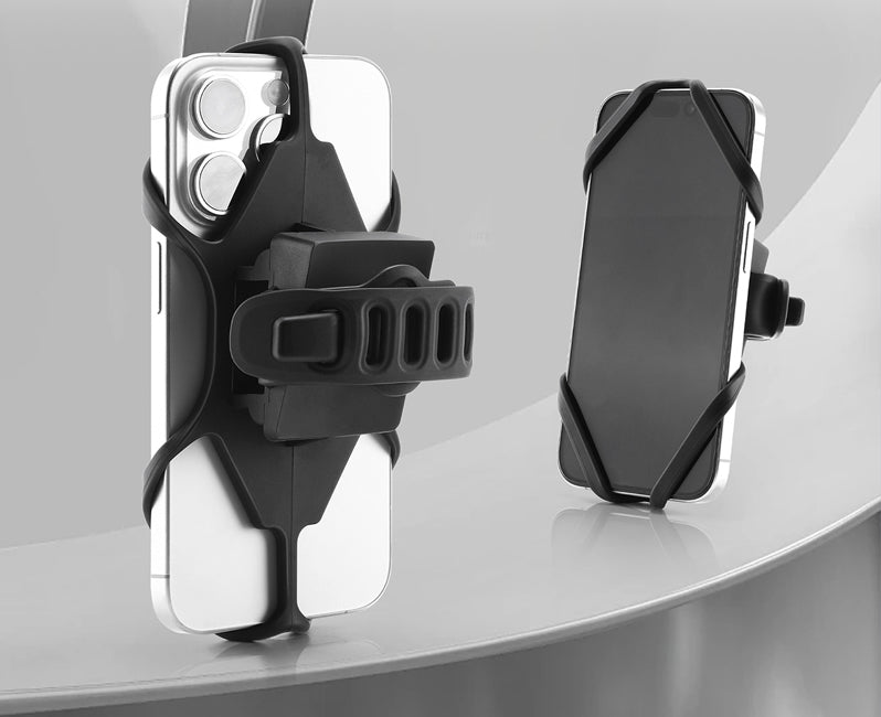 Dviračio telefono laikiklis, silikoninis, 4.5–6.7", neslystantis, MTB/kelio