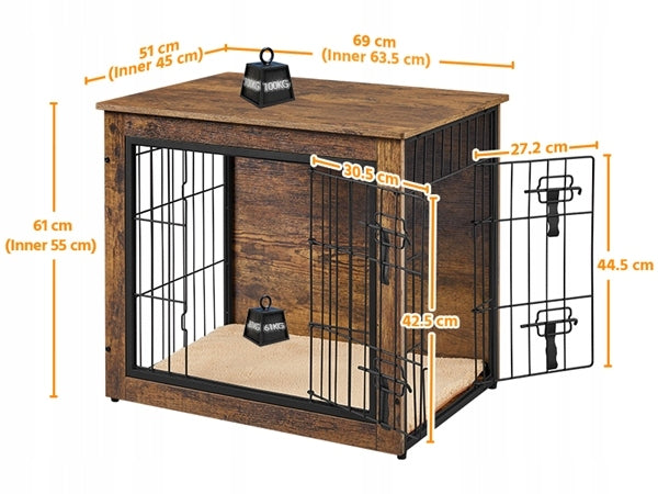 69cm Wide Dog Cage, For Small Dogs, Rustic Brown Color Manufacturer code Y6040014