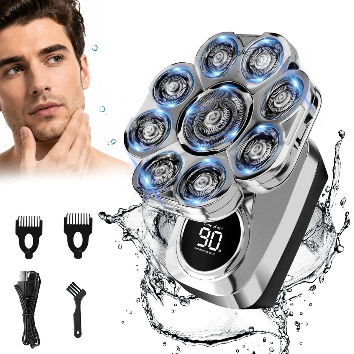 6IN1 9D WATERPROOF ELECTRIC SHAVER WITH USB CHARGING