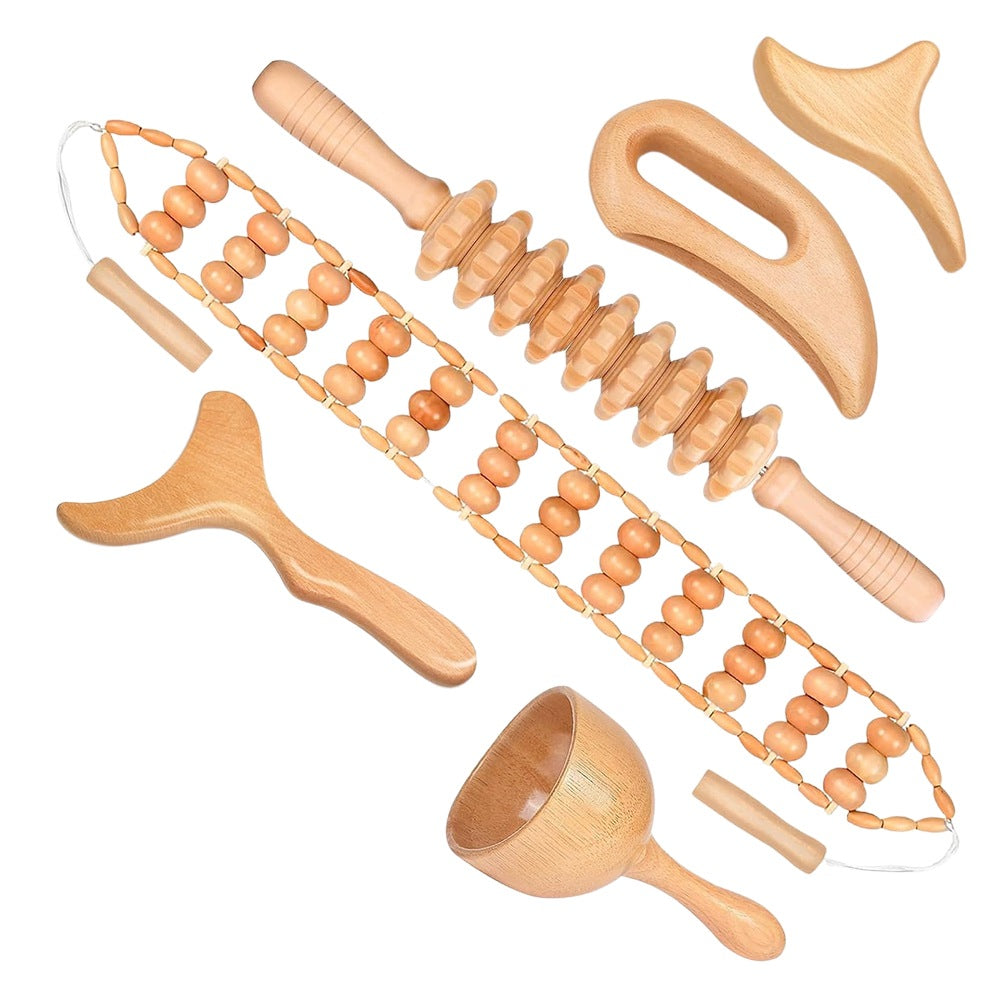 6IN1 WOODEN TOOL SET FOR FULL BODY MASSAGE MADEROTHERAPY CELLULITE Packaging status original