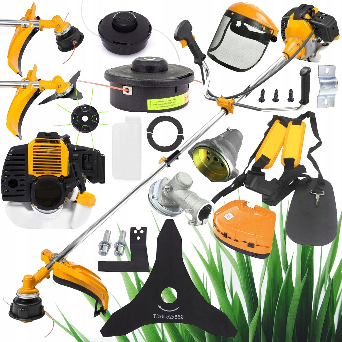 6KM COMBUSTION SCYTHE TRIMMER MOWER POWER +DISC +HEAD + BRACES +LINE