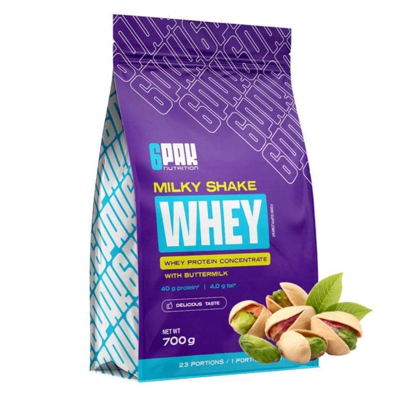 6PAK Milky Shake Whey Protein WPC 700g Pistachio Packaging status original