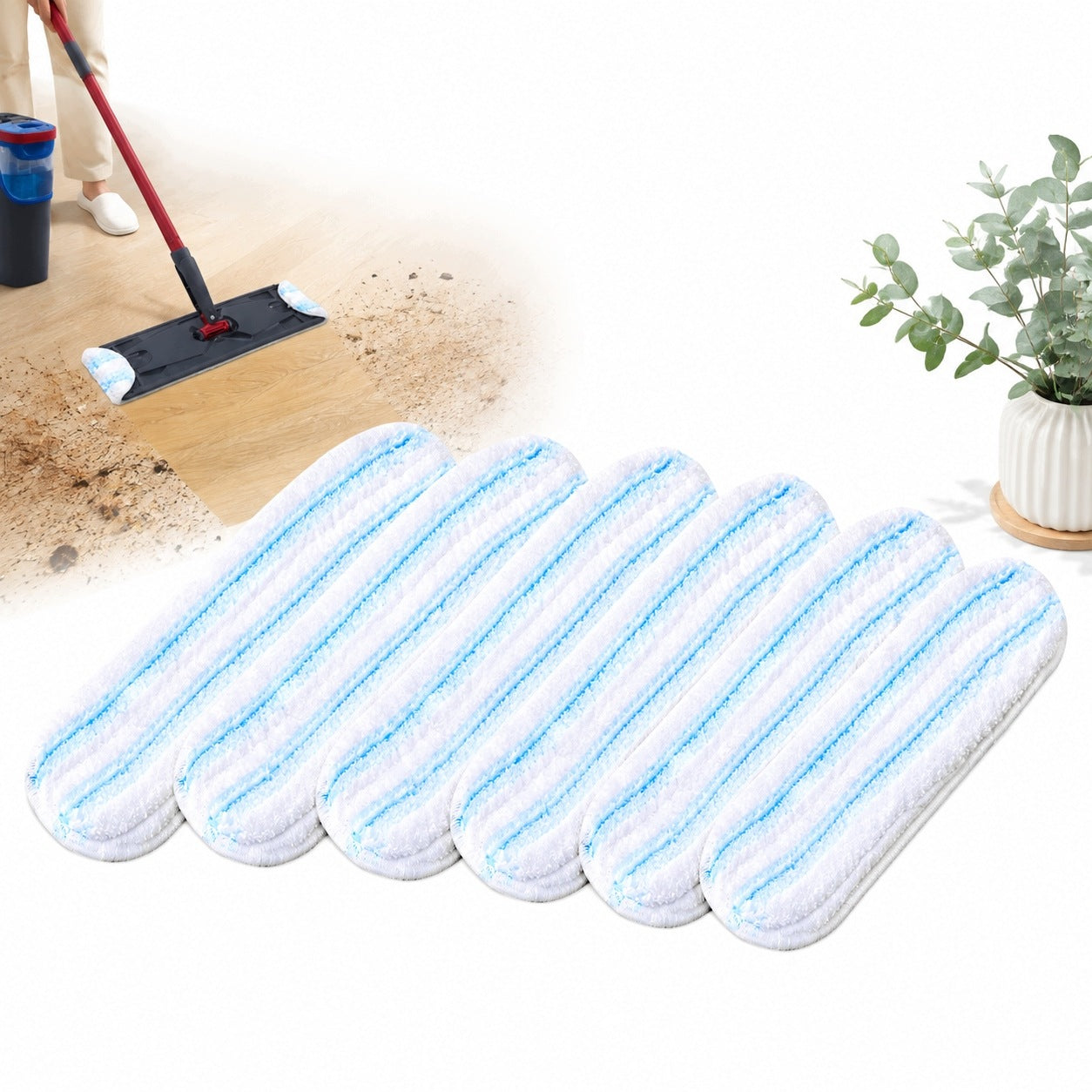 6PCS REPLACEABLE MICROFIBER MOP CLOTHS FOR H2PRO 40,5X11CM
