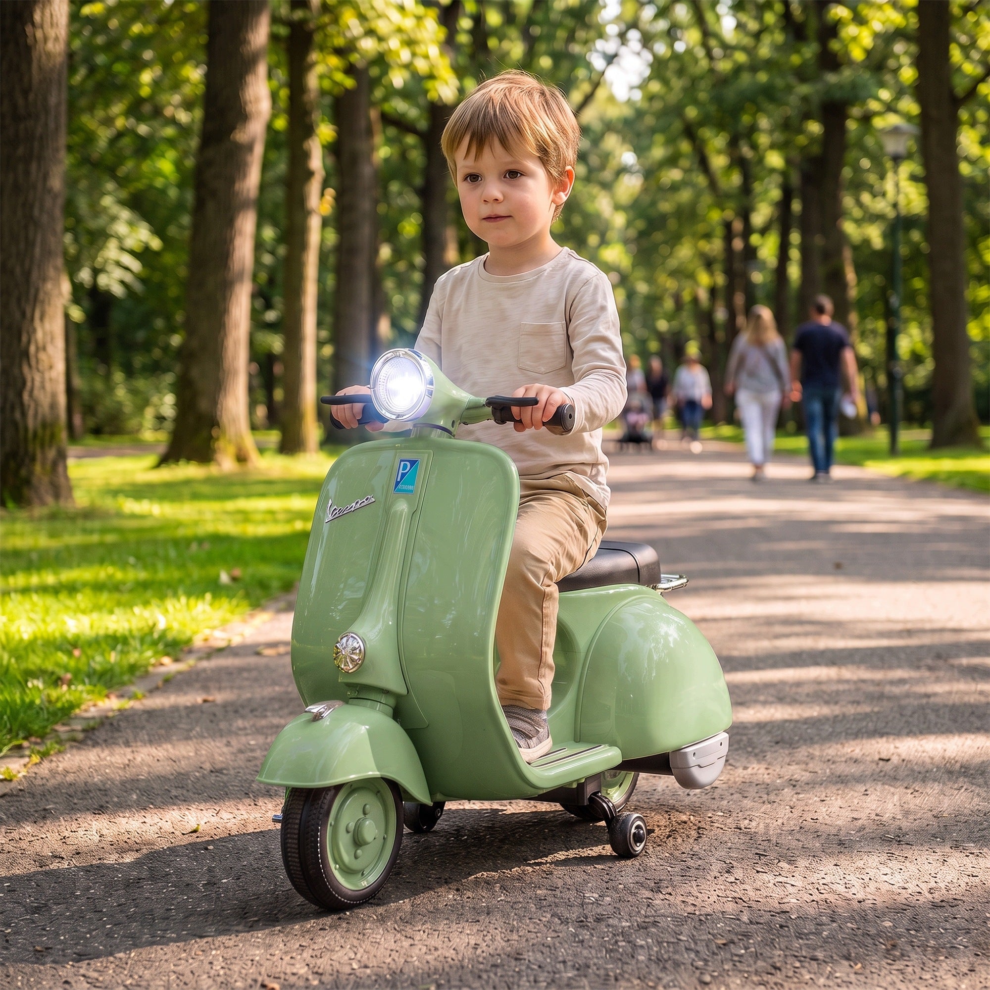 6V AIYAPLAY VESPA style electric motorbike for children with side wheels Packaging status original